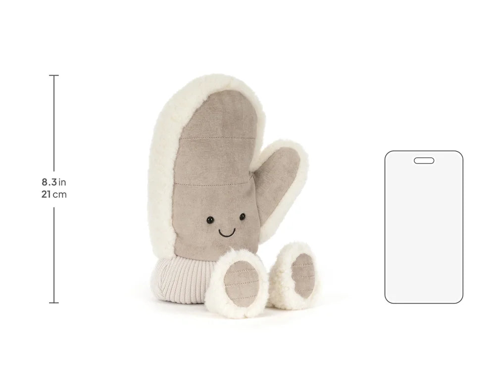 Jellycat Amuseables Fitswell Mitten Handschuh Plüsch, 21 cm, Größenvergleich