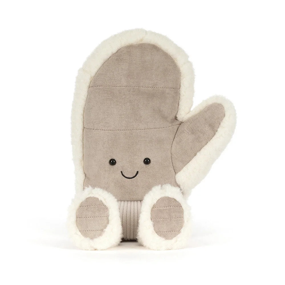 Jellycat Amuseables Fitswell Mitten beige Handschuh mit Smiley-Gesicht
