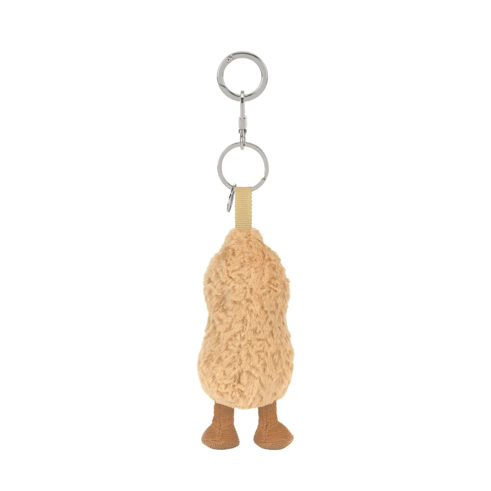 Jellycat Erdnuss Schlüsselanhänger mit beigem Plüsch und Metallringen