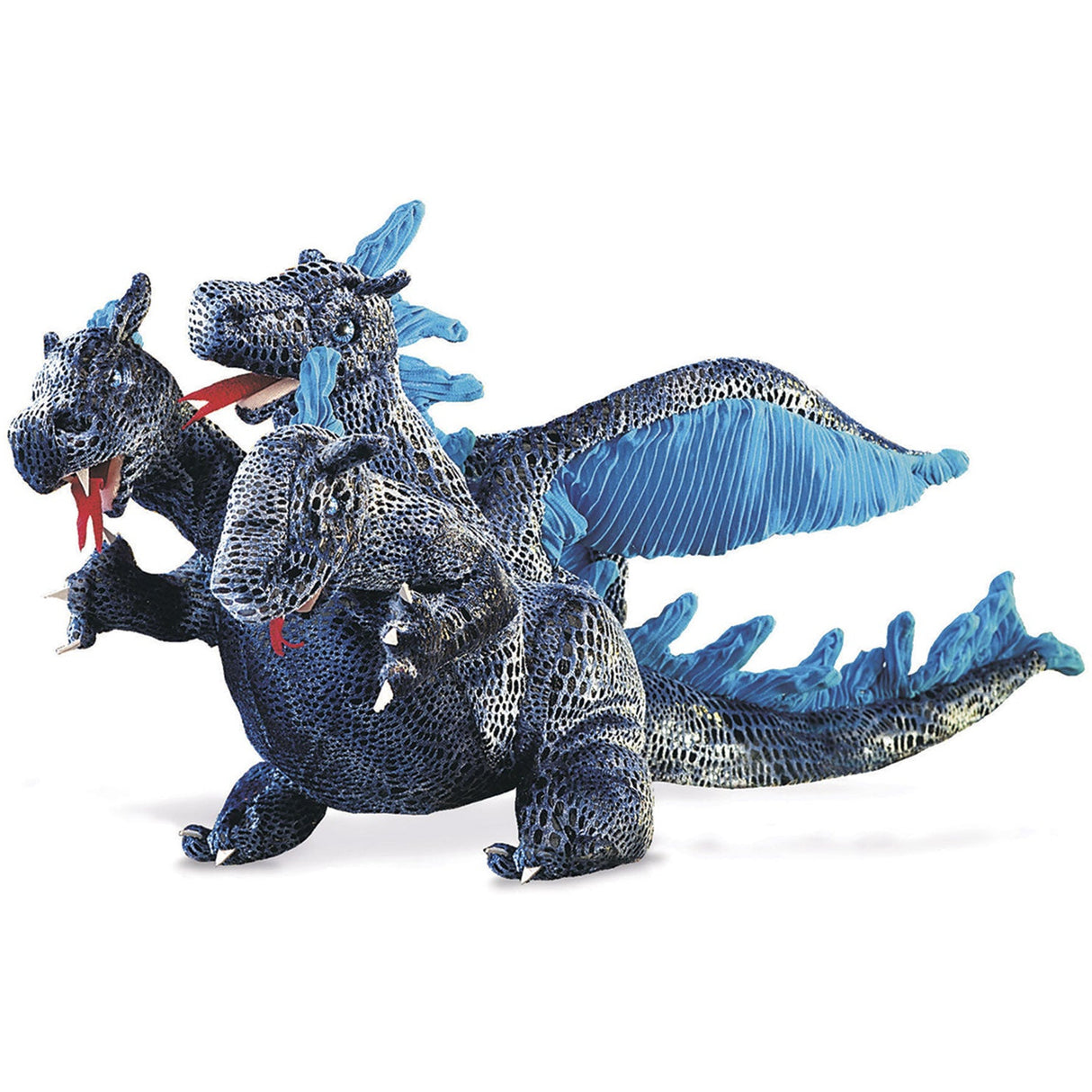 Folkmanis Puppets | Dreiköpfiger Drachen, blau / Blue Three-Headed Dragon