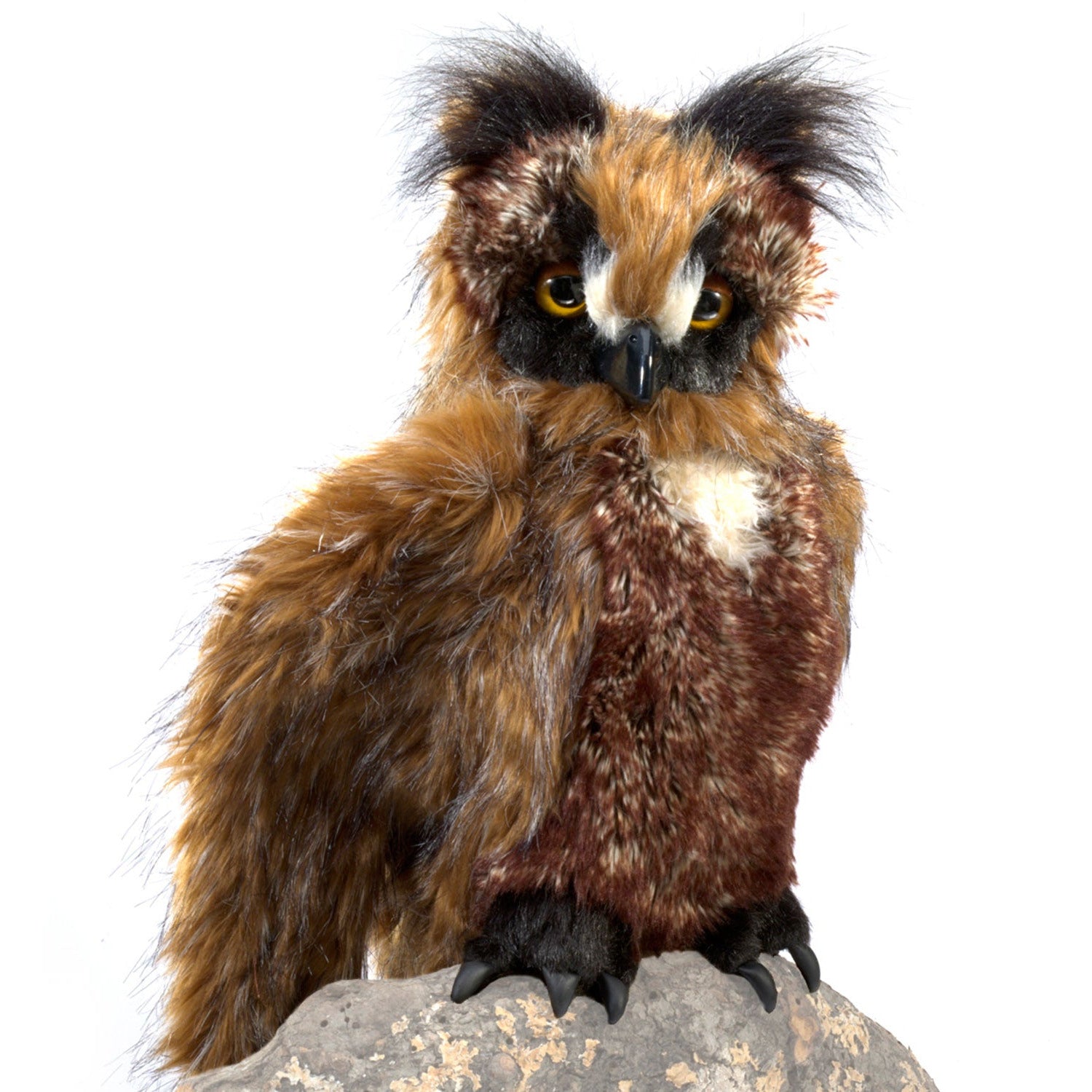 Folkmanis Puppets | Eule, bewegliche Augendeckel / Great Horned Owl