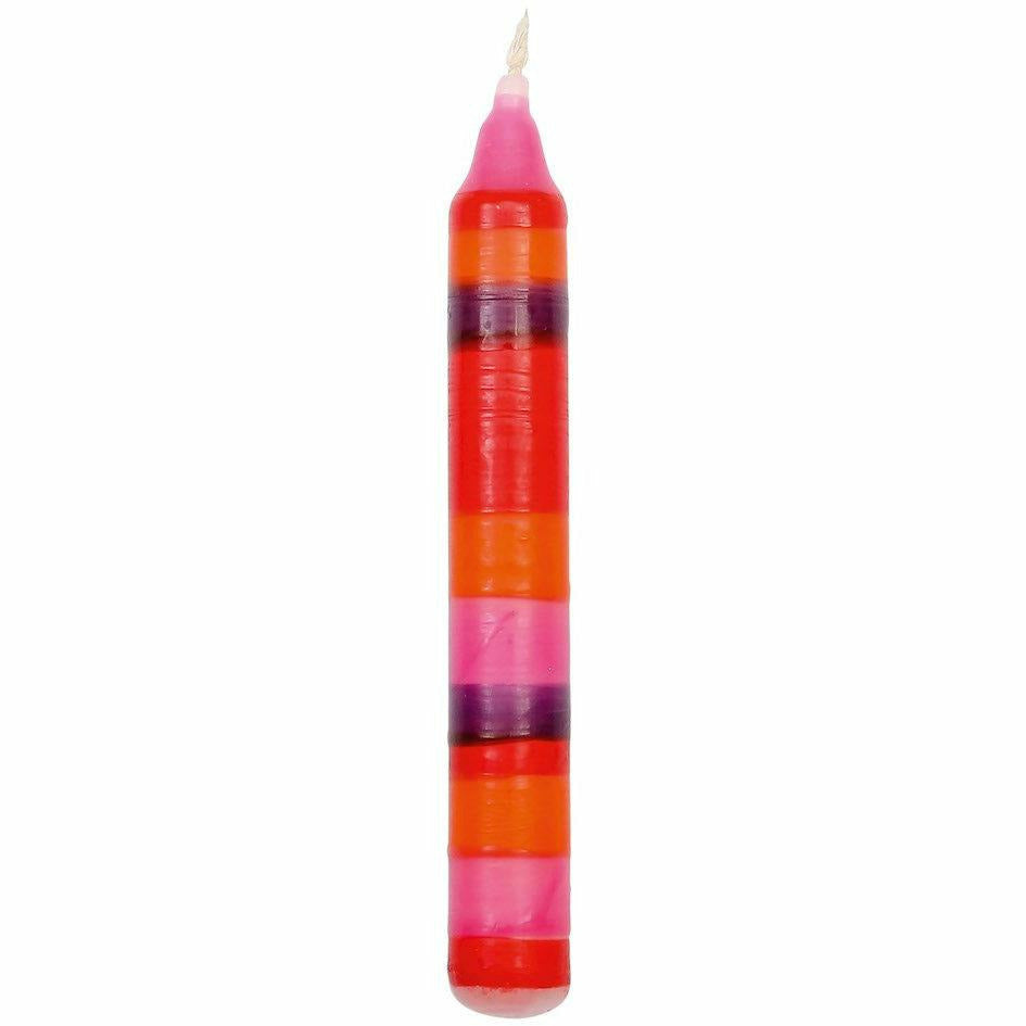 Ahrens | Kerze bunte Streifen rot/lila