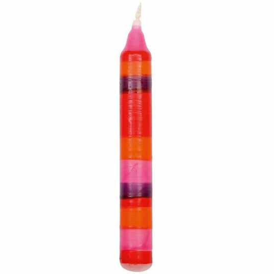 Ahrens | Kerze bunte Streifen rot/lila
