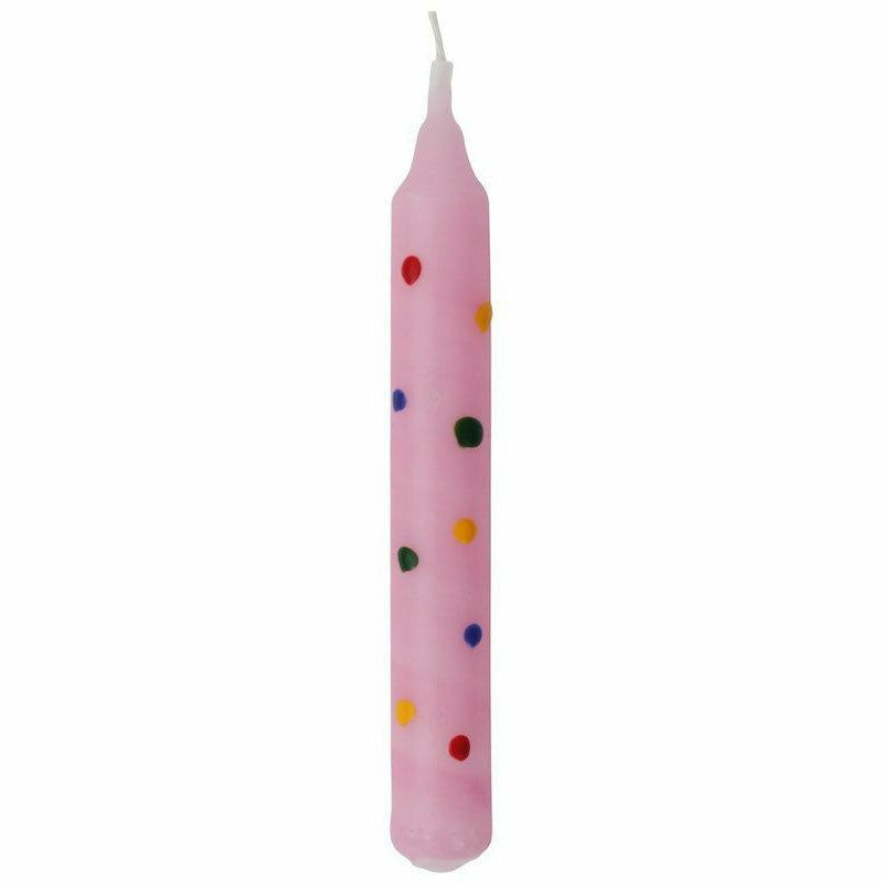 Ahrens | Kerze rosa mit bunten Punkten