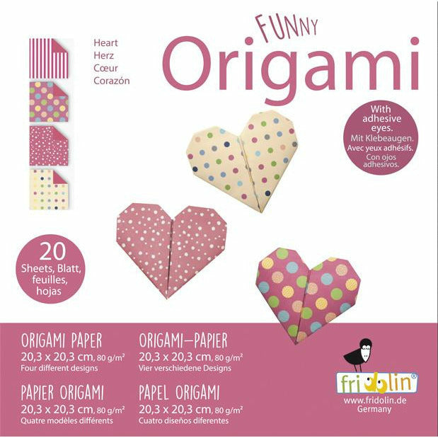 Funny Origami | Herzen | 20 Blätter | 20 cm x 20 cm