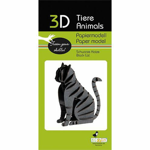 3D-Modell | Katze | schwarz | Spezialkarton | gelasert