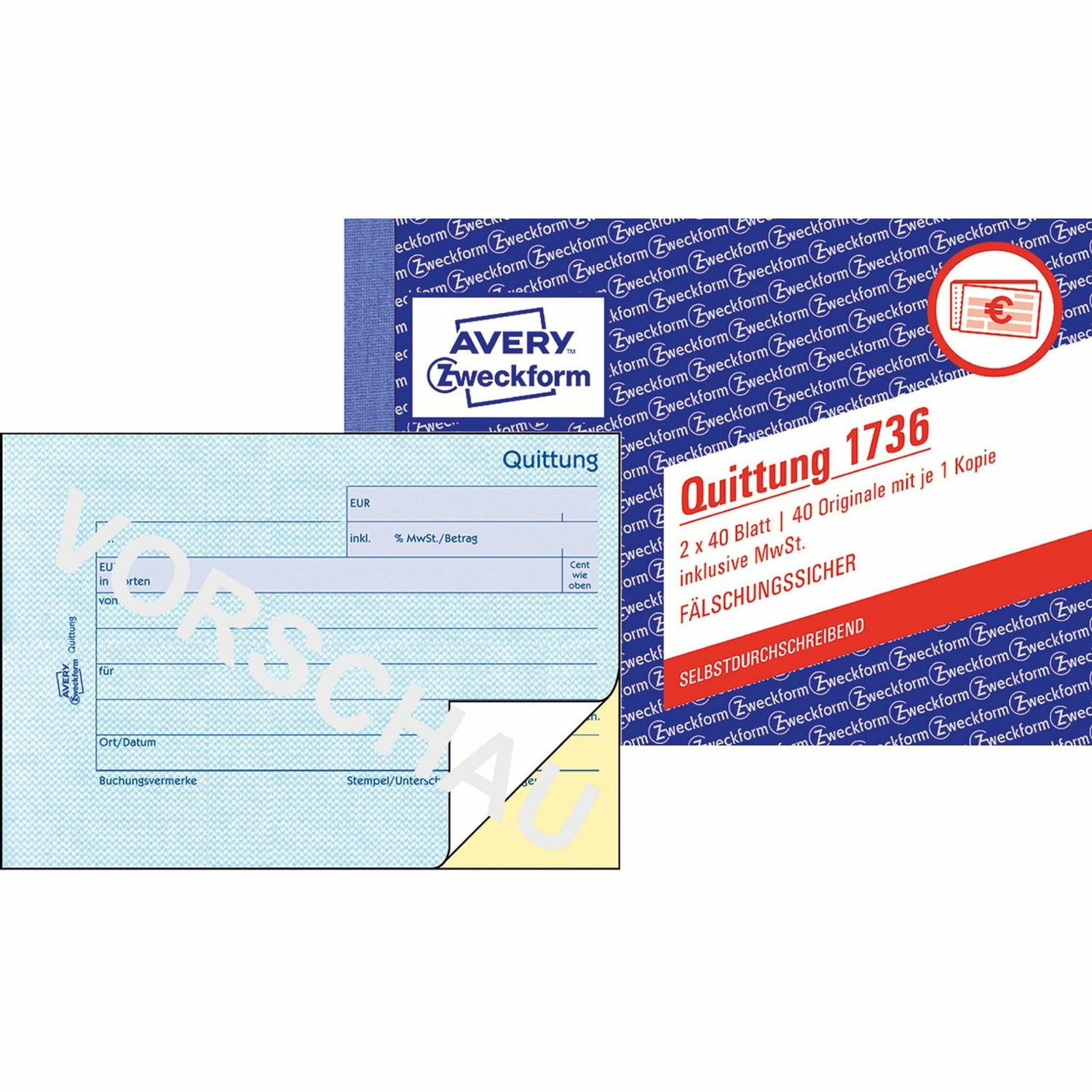Avery-Zweckform | Quittung inkl. MwSt. | 1736