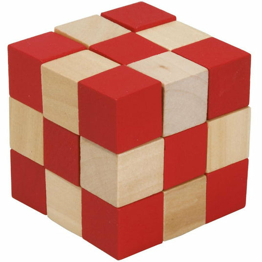 IQ-Test | Holz-Schlangenwürfel | zweifarbig natur/rot