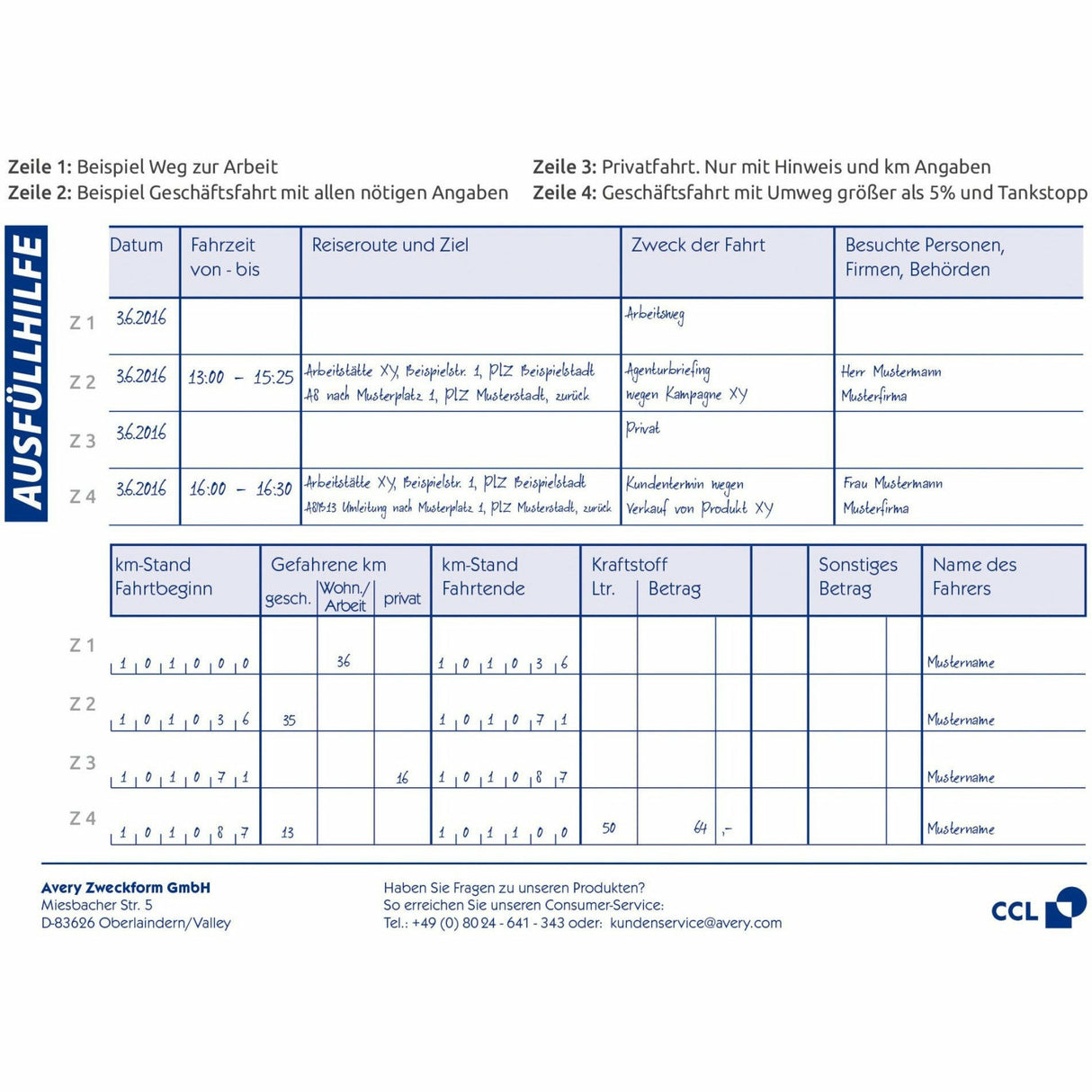 Avery-Zweckform | Fahrtenbuch | 222