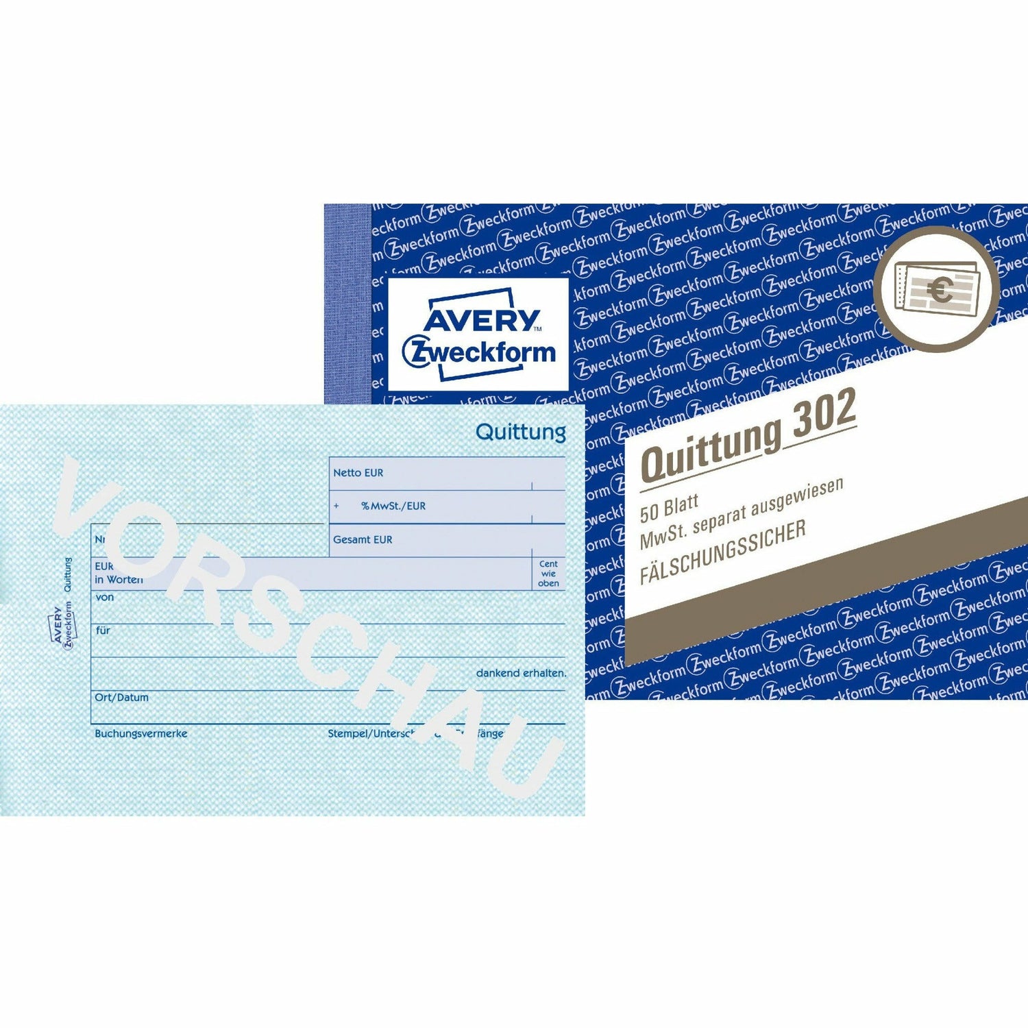 Avery-Zweckform | Quittung MwSt. separat ausgewiesen | 302