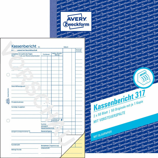 Avery-Zweckform | Kassenbericht | 317
