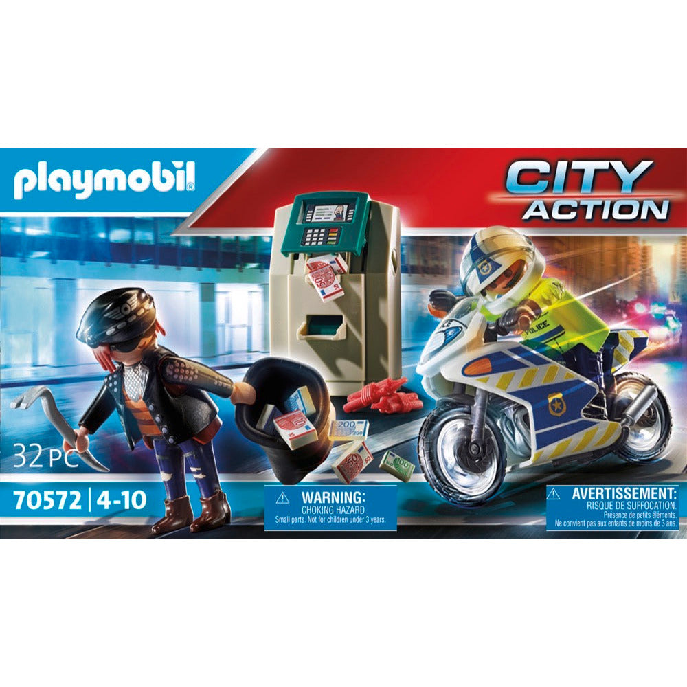 PLAYMOBIL 70572 Polizei-Motorrad: Verfolgung des Geldräubers