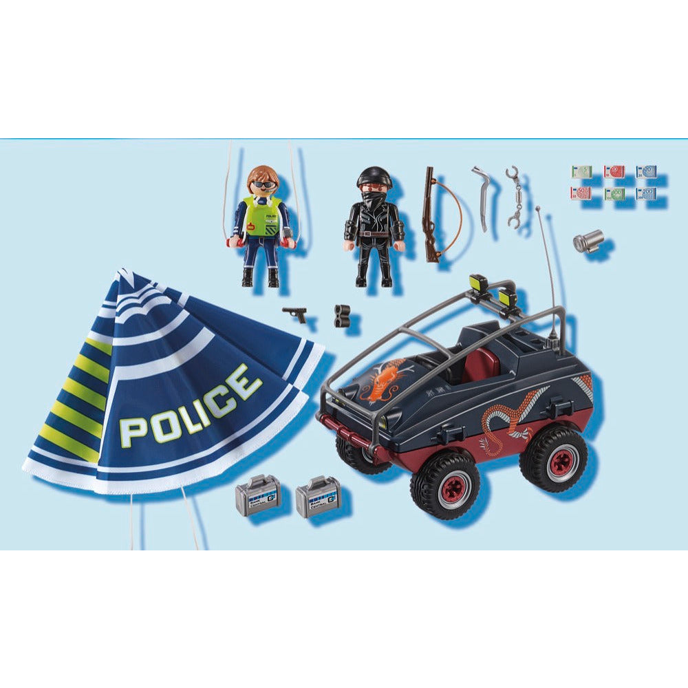 PLAYMOBIL 70781 Polizei-Fallschirm: Verfolgung des Amphibien-Fahrzeugs