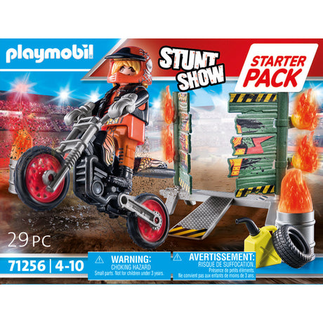 PLAYMOBIL 71256 Starter Pack Stuntshow Motorrad mit Feuerwand