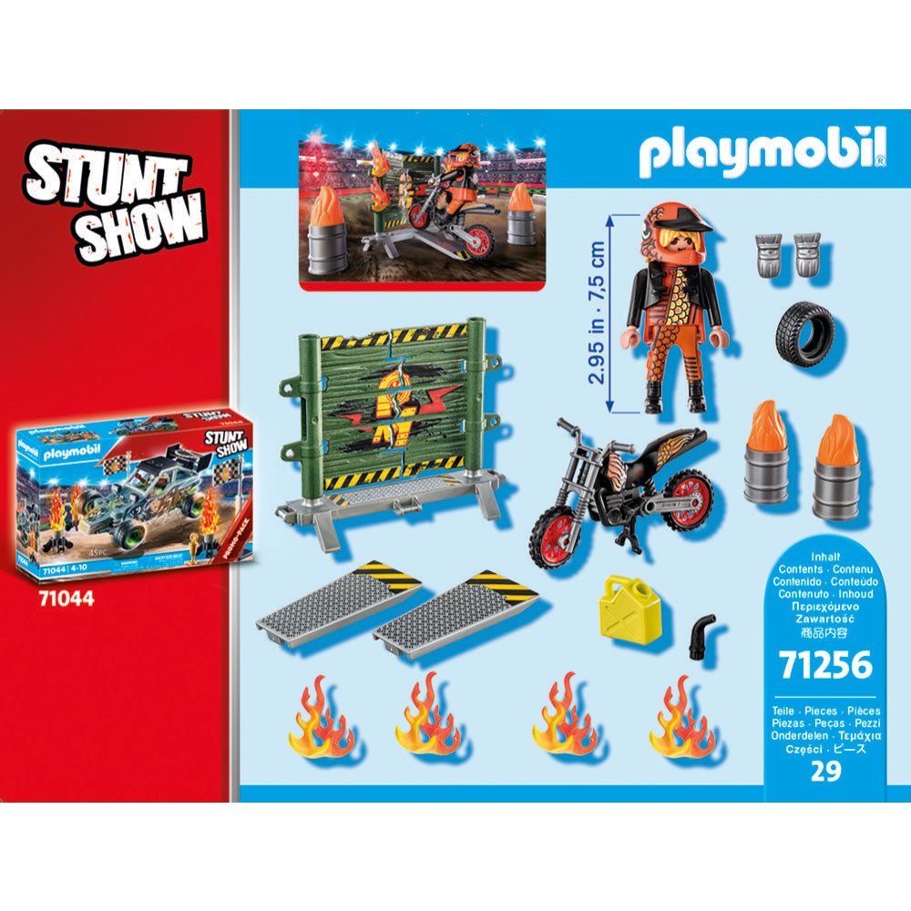 PLAYMOBIL 71256 Starter Pack Stuntshow Motorrad mit Feuerwand
