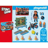 PLAYMOBIL 71256 Starter Pack Stuntshow Motorrad mit Feuerwand