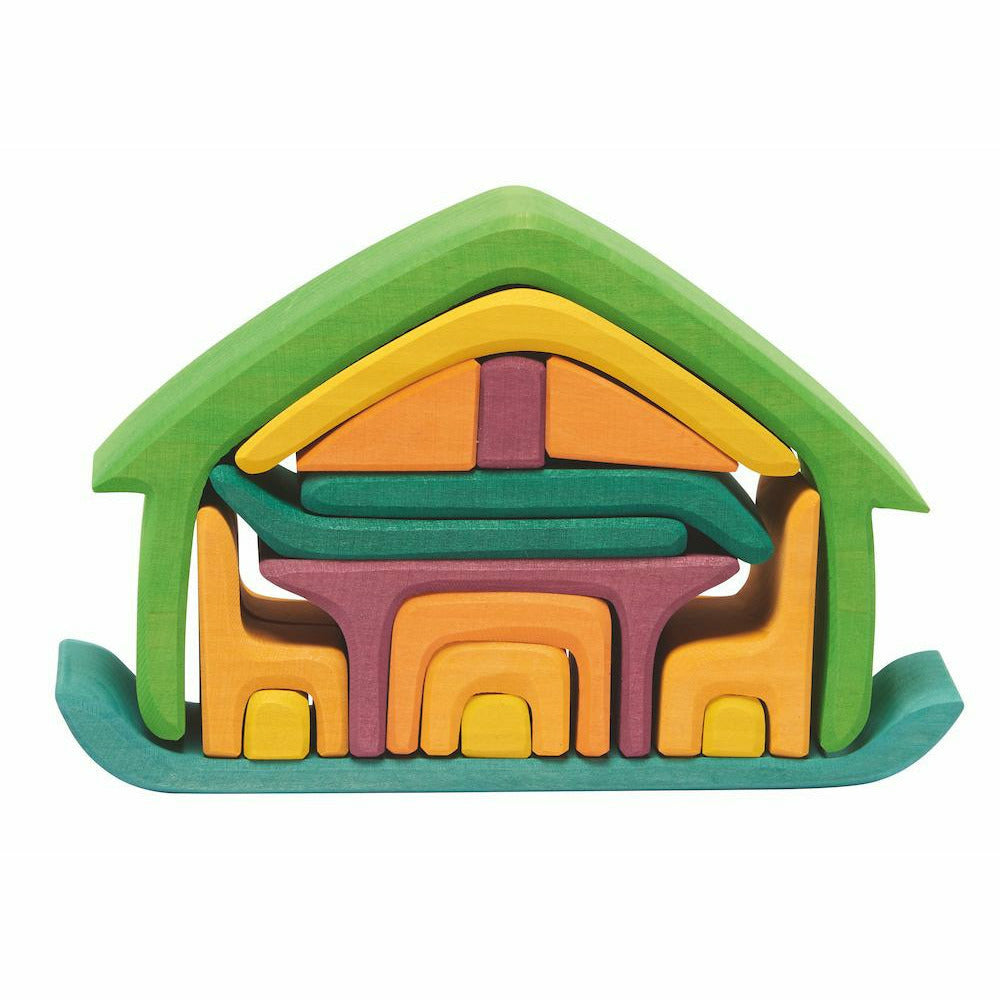 Glückskäfer | Haus mit Möbel grün/gelb