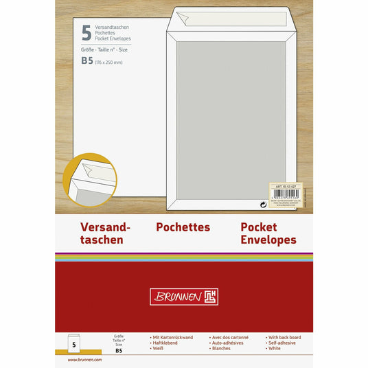 Versandtasche B5 weiß Pappr.