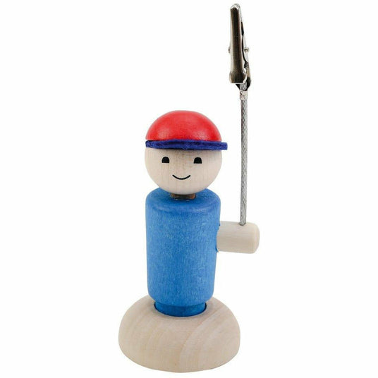 Ahrens | Gratulant mit Holzsockel Klemmi Junge blau