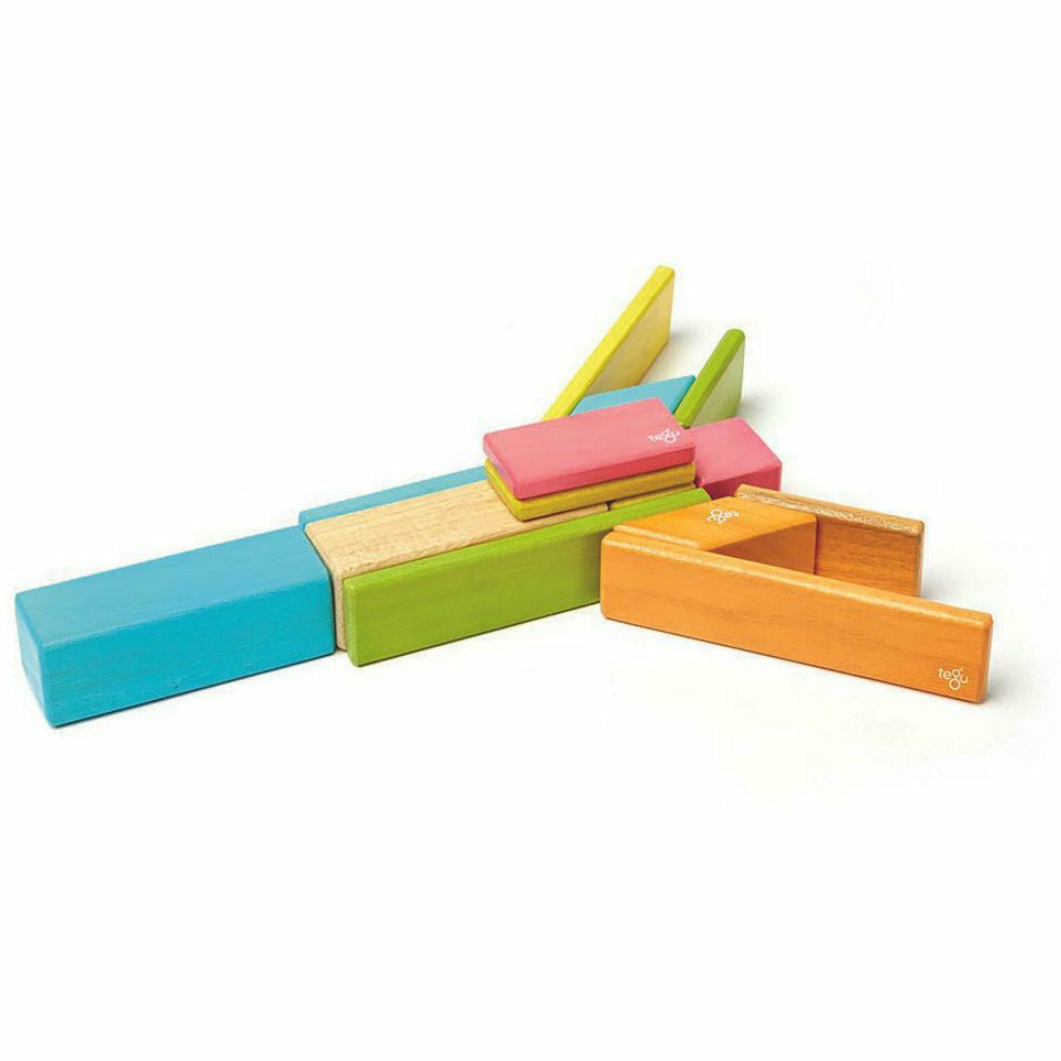 14 Magnetische Holzbausteine bunt