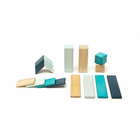 14 Magnetische Holzbausteine blau
