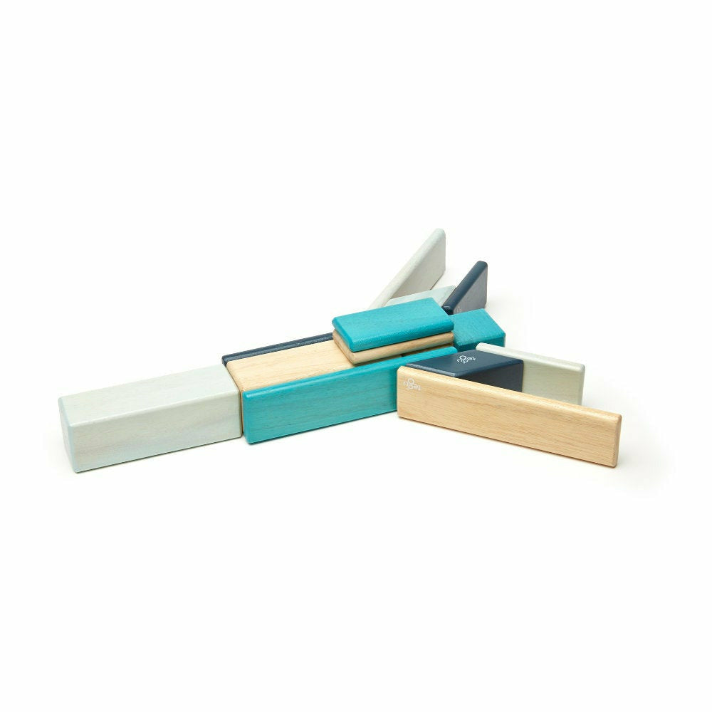 14 Magnetische Holzbausteine blau
