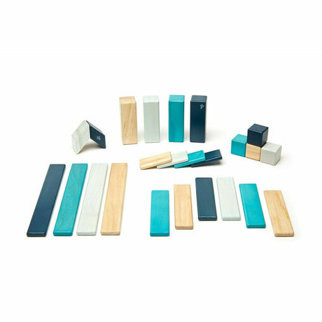 24 Magnetische Holzbausteine blau