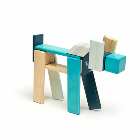 24 Magnetische Holzbausteine blau