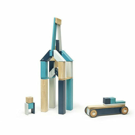 42 Magnetische Holzbausteine blau