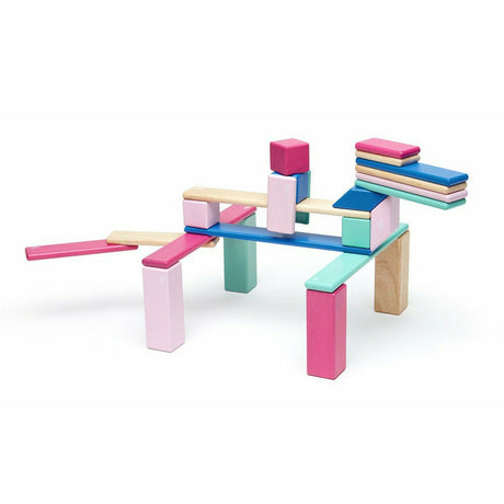 24 Magnetische Holzbausteine pink