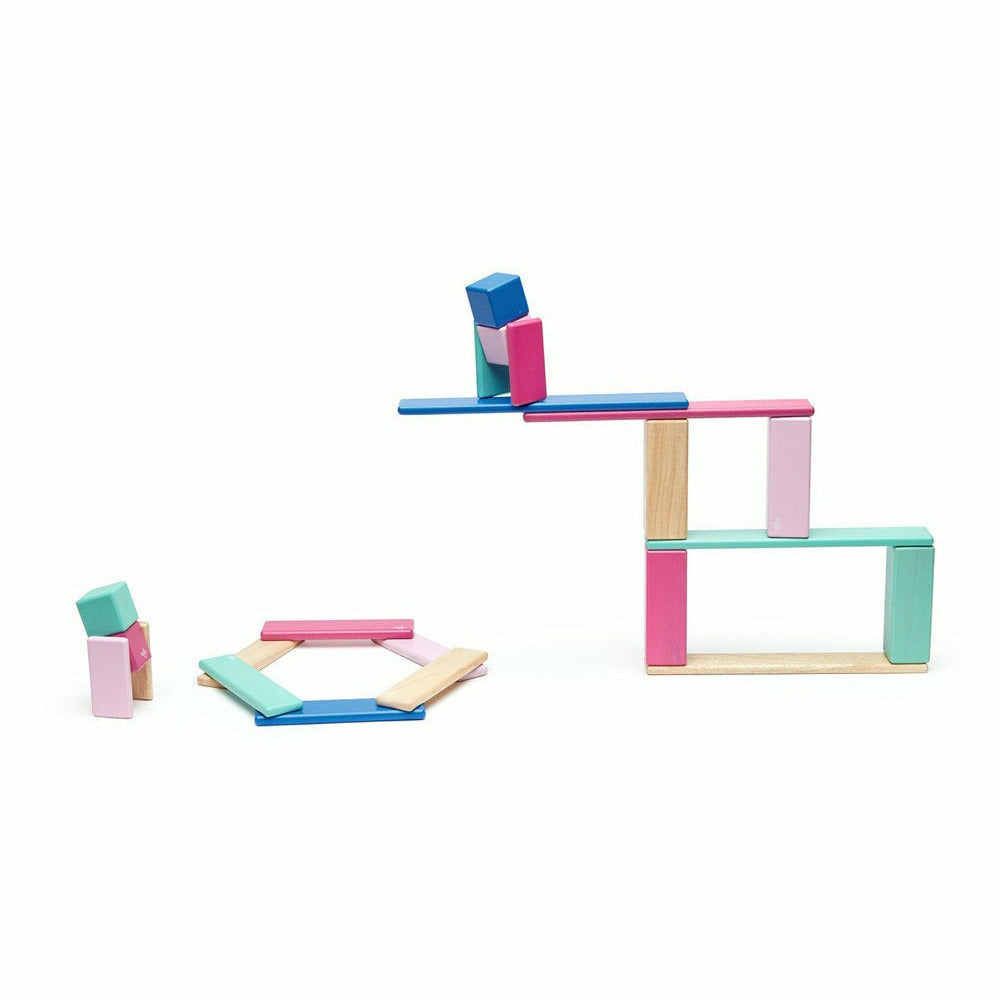 24 Magnetische Holzbausteine pink