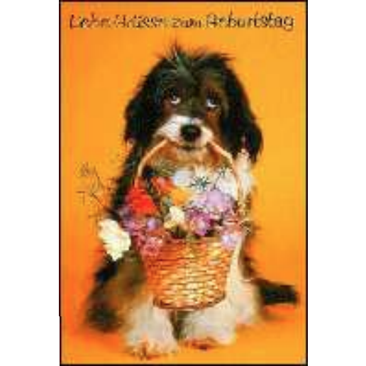 Geburtstagskarte - Hund mit Korb