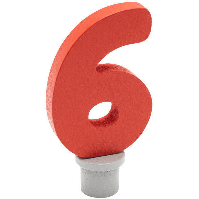 Ahrens | Geburtstagsstecker | Holzzahl 6 rot