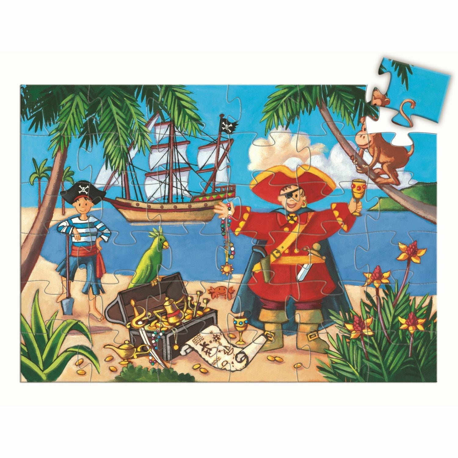 Djeco | Formen Puzzle: The pirate and his treasure - 36 Stk.