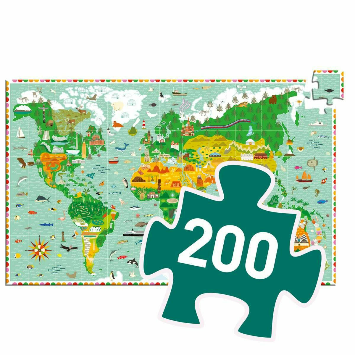Djeco | Wimmelpuzzle: Weltreise + Booklet - 200 Stk.