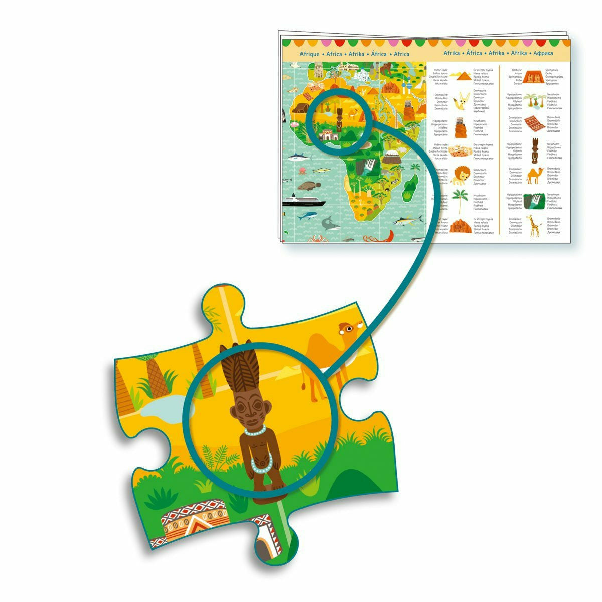 Djeco | Wimmelpuzzle: Weltreise + Booklet - 200 Stk.