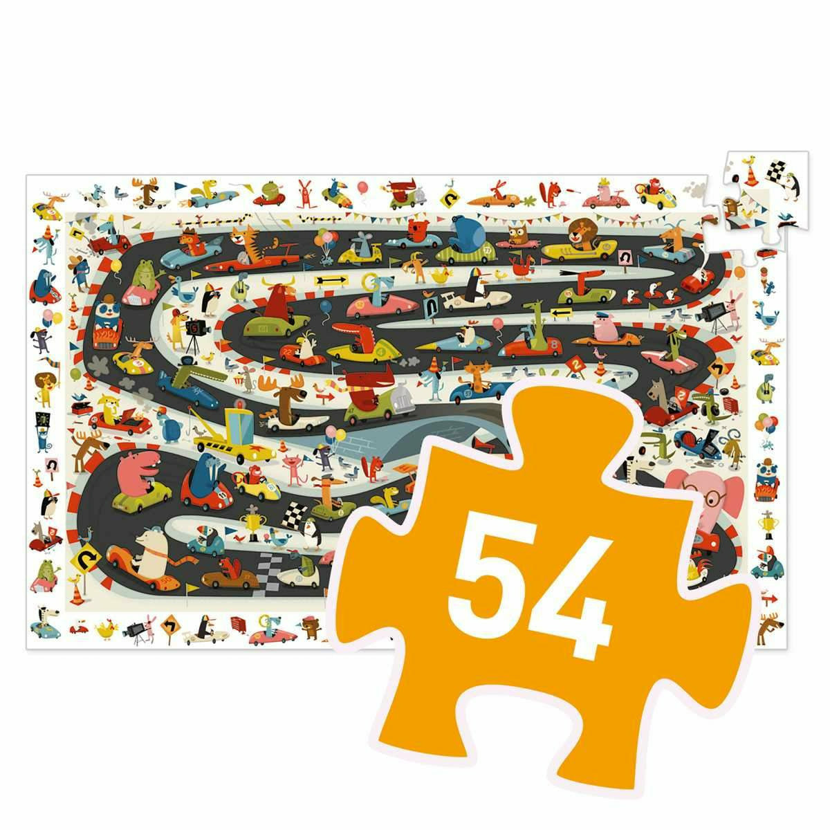 Djeco | Wimmelpuzzle: Auto Ralley - 54 Stk.