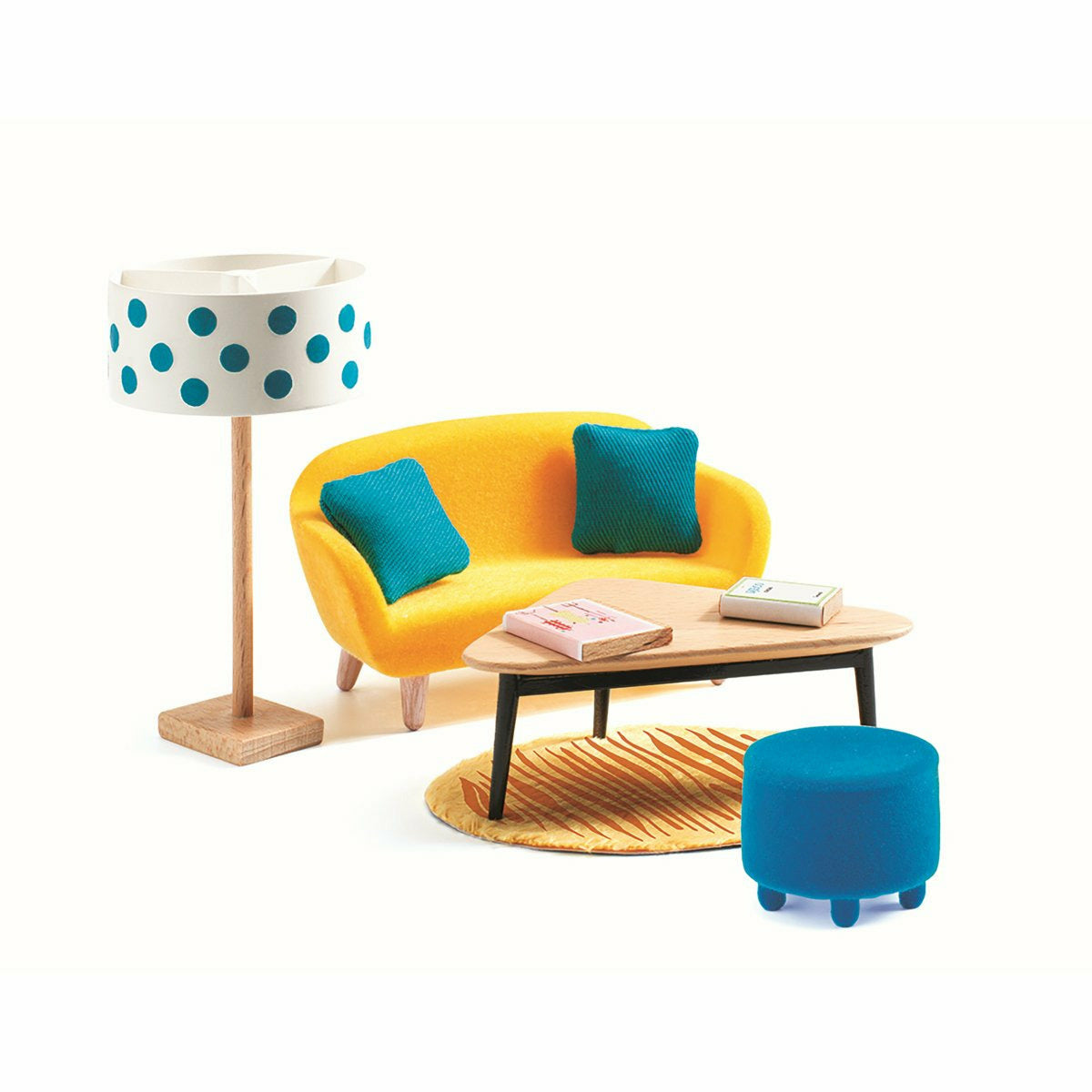Djeco | Puppenhaus: Orangenes Wohnzimmer
