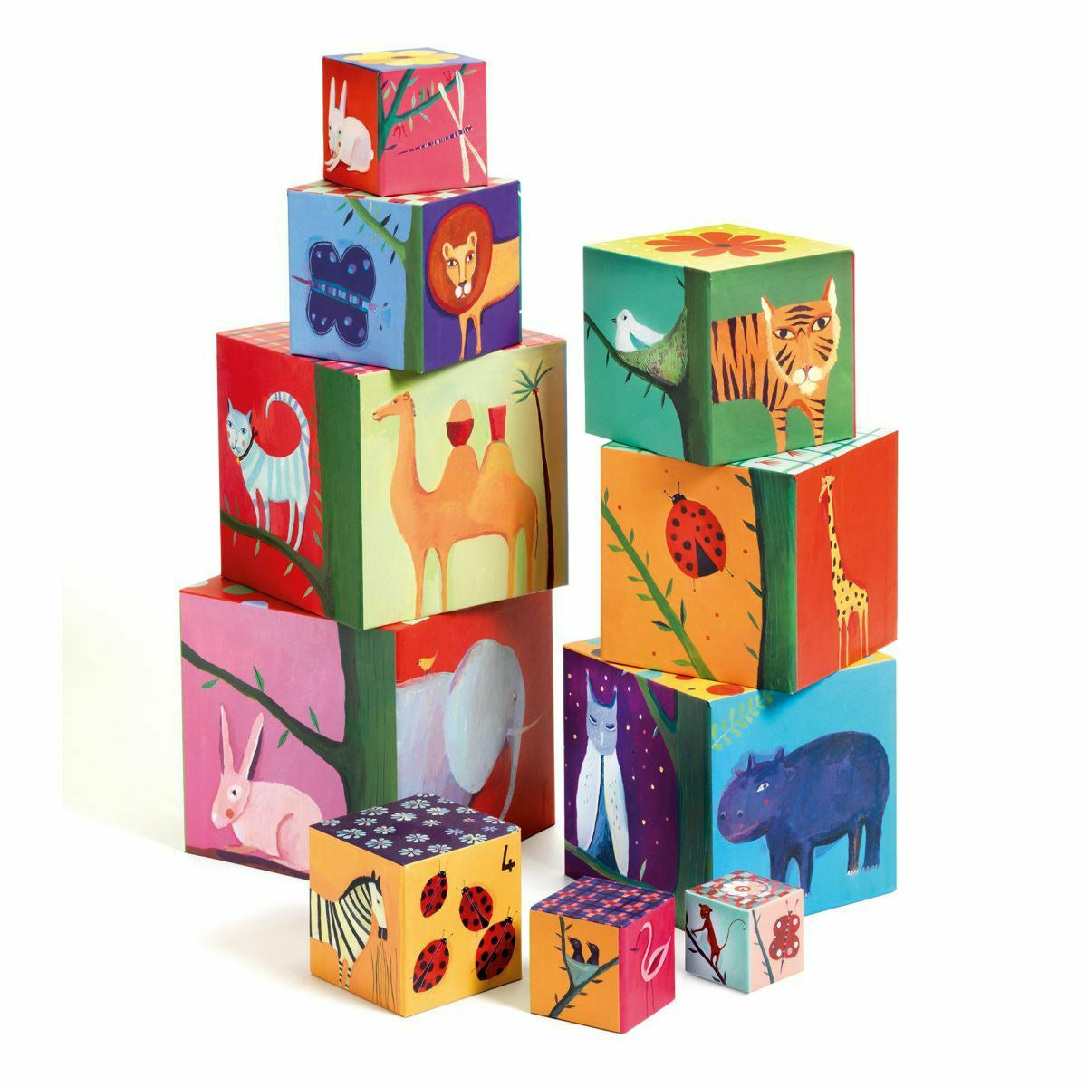 Djeco | Stapelturm: 10 nature and animal blocks