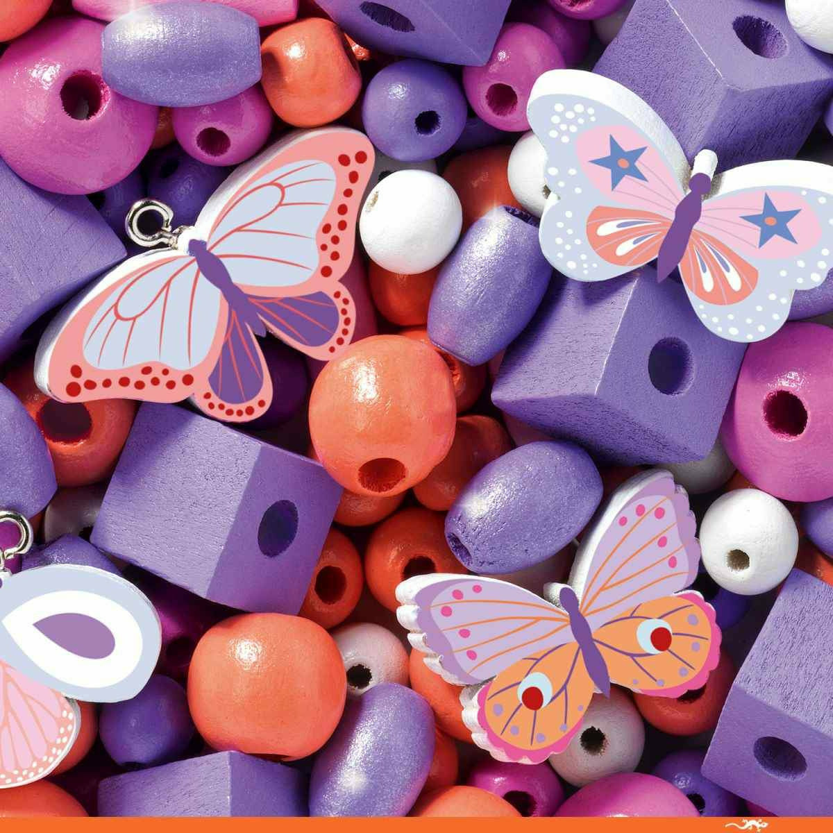 Djeco | Schmuck basteln: Holzperlen Schmetterlinge