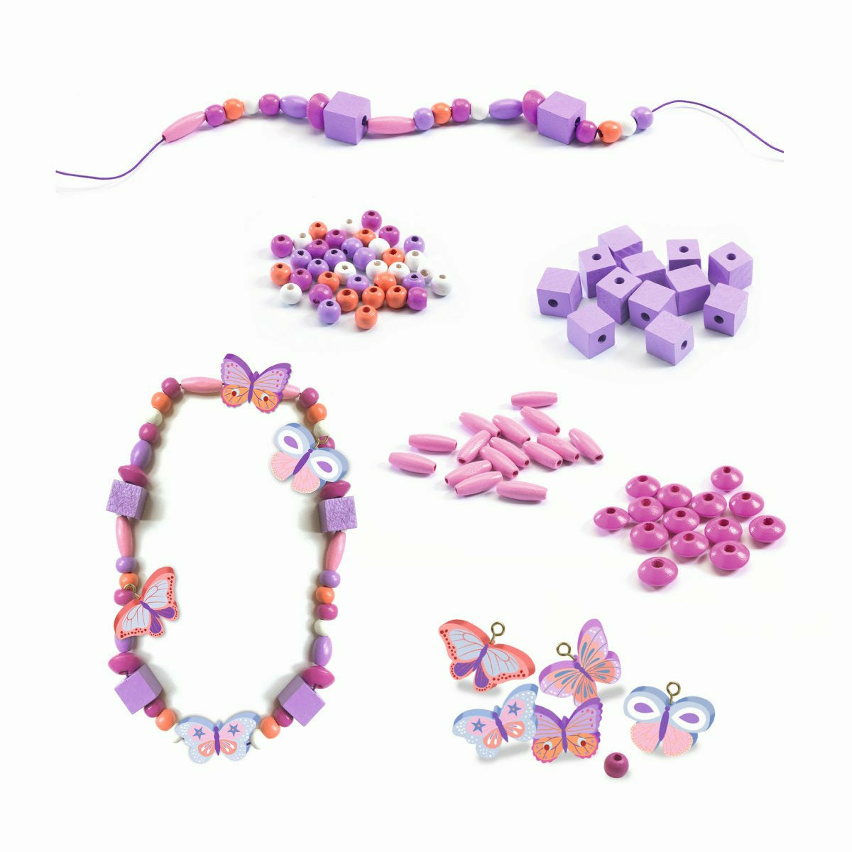 Djeco | Schmuck basteln: Holzperlen Schmetterlinge