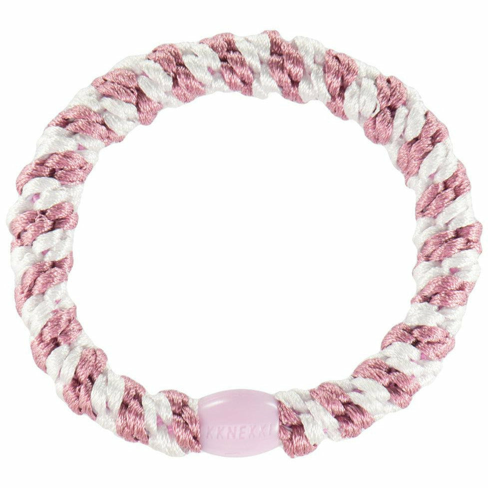 Kknekki | Haargummi - gestreift - Old Pink-White stripe - Altrosa-Weiß