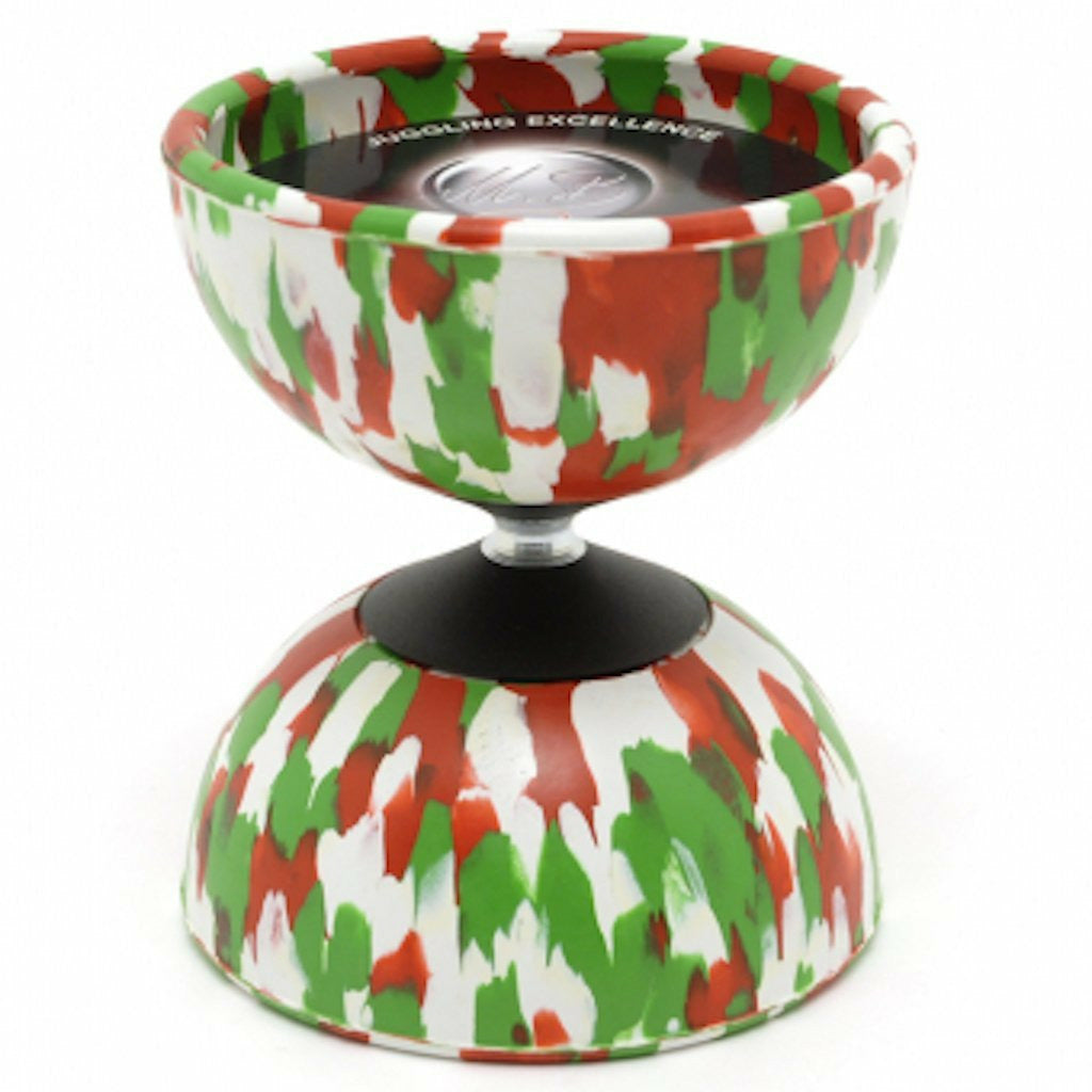 Diabolo Harlekin Medium | weiß/rot/grün | 200gr. Ø100,00mm H 115mm