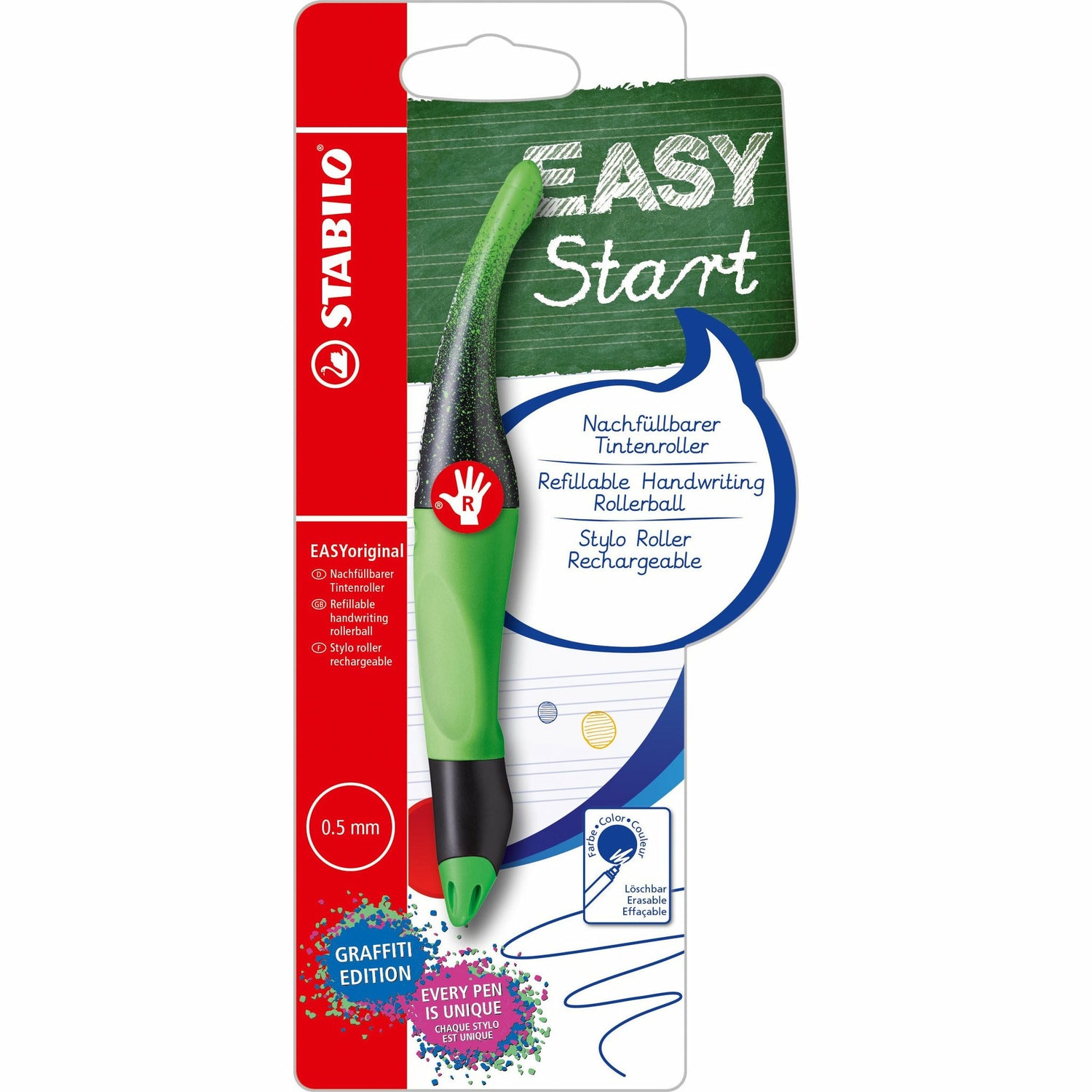STABILO EASYoriginal Graffiti grün R und 1 refill M blau Blister